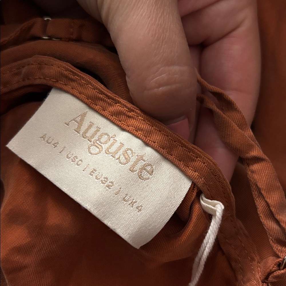 Anthropologie Auguste the Label 'Keepsake' Cupro Midi Dress in Rust - Picture 4 of 6